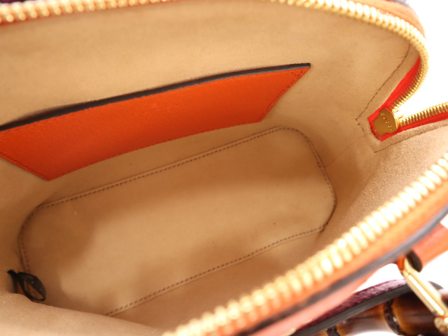 Gucci Diana Nm Bamboo Handle Tote Leather Orange Leather Handbag (Pre-Owned)