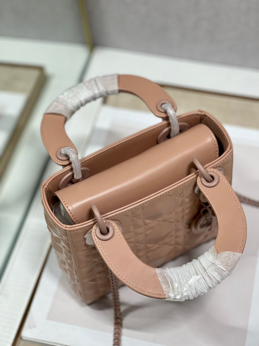 Dior Mini Lady Bag Cannage with Beaded Motif, Brown, For Women Women’s Handbags, Crossbody Bags, 18cm CD