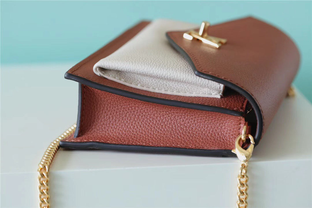 Louis Vuitton Mylockme Chain Pochette Brown / Quartz White For Women,  Shoulder and Crossbody Bags 7.5in/19cm Louis VuittonÃƒâ€šÃ‚Â 
