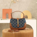 Gucci 637092 subaxillary bag Leather brown blue canvas