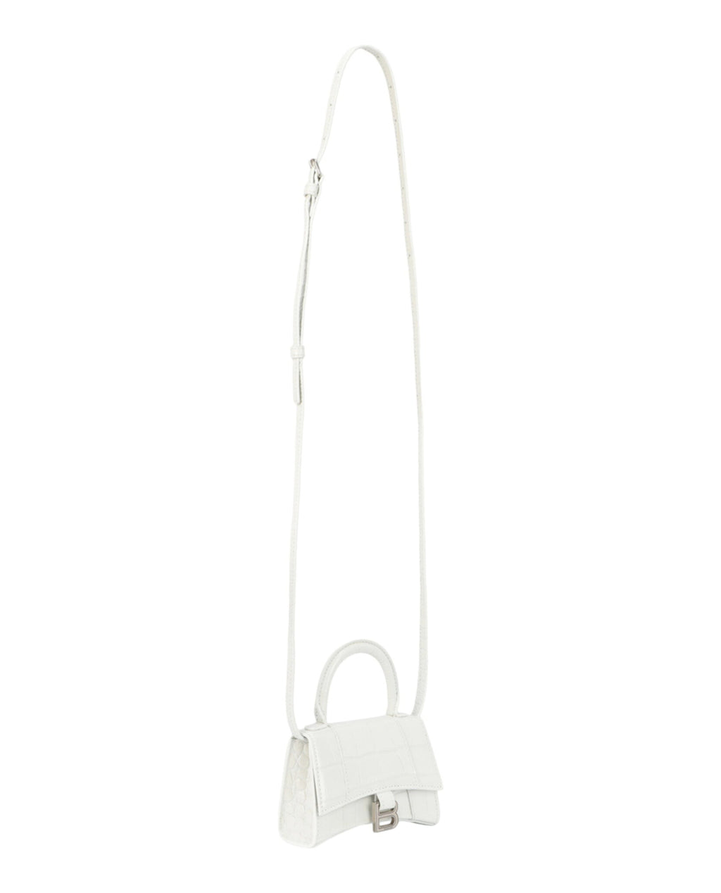 Balenciaga Womens Hourglass Xs Crocodile Embossed Top Handle Bag