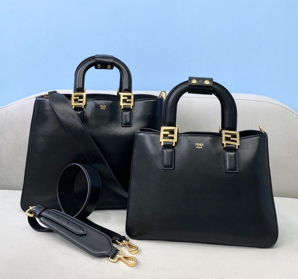 Small FF Tote Shoulder Black Bag For Woman 30cm/12in