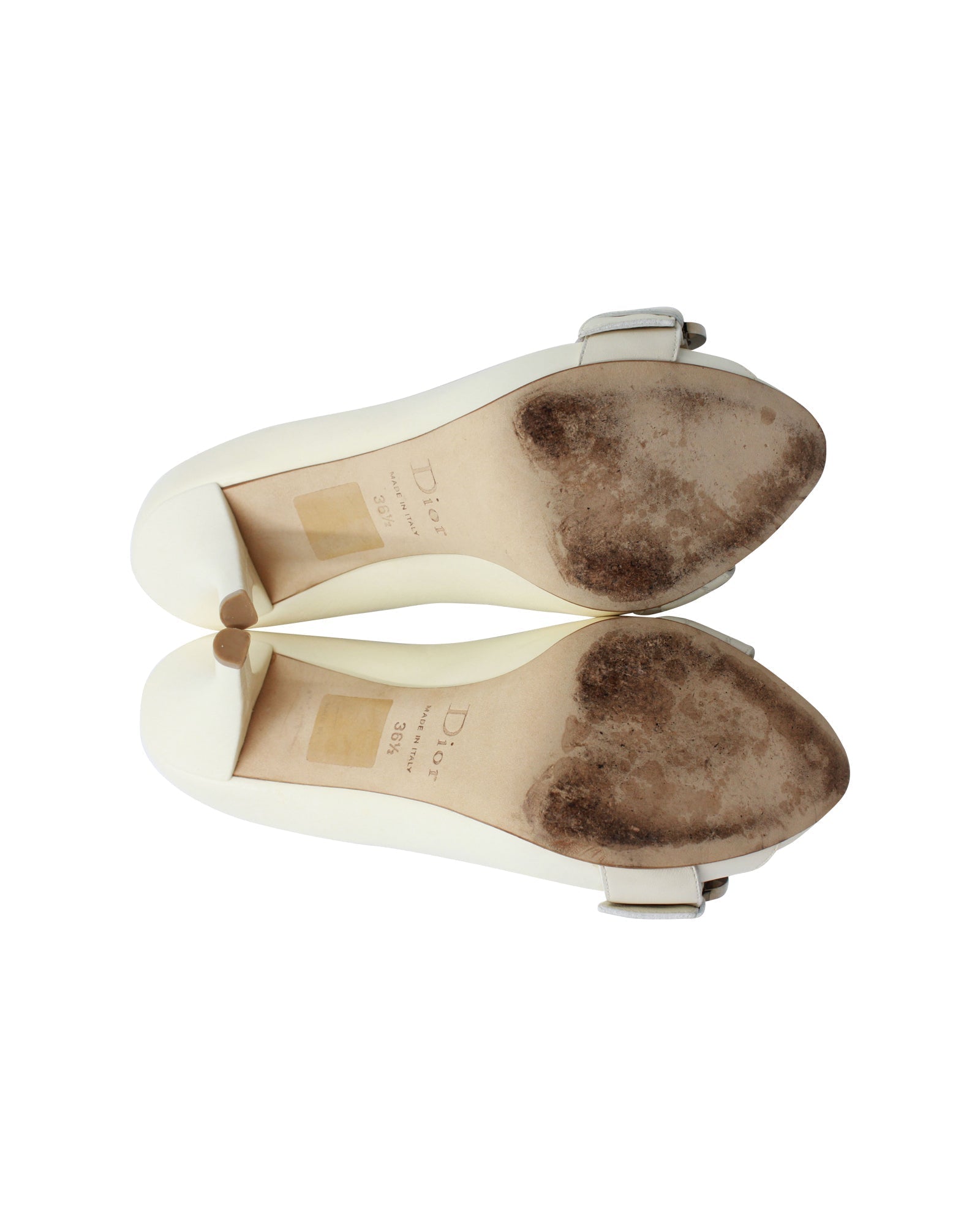 Dior Amazone Peep-Toe Pumps in Cream Leather