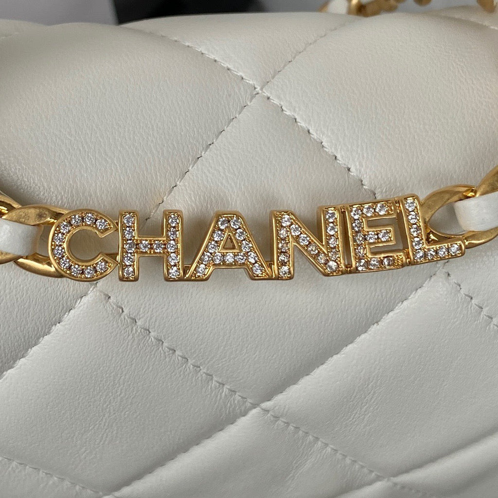 ChanelSmall Flap Bag Gold Hardware White For Women, Women’s Handbags, Shoulder Bags 7.9in/20cm AS3450