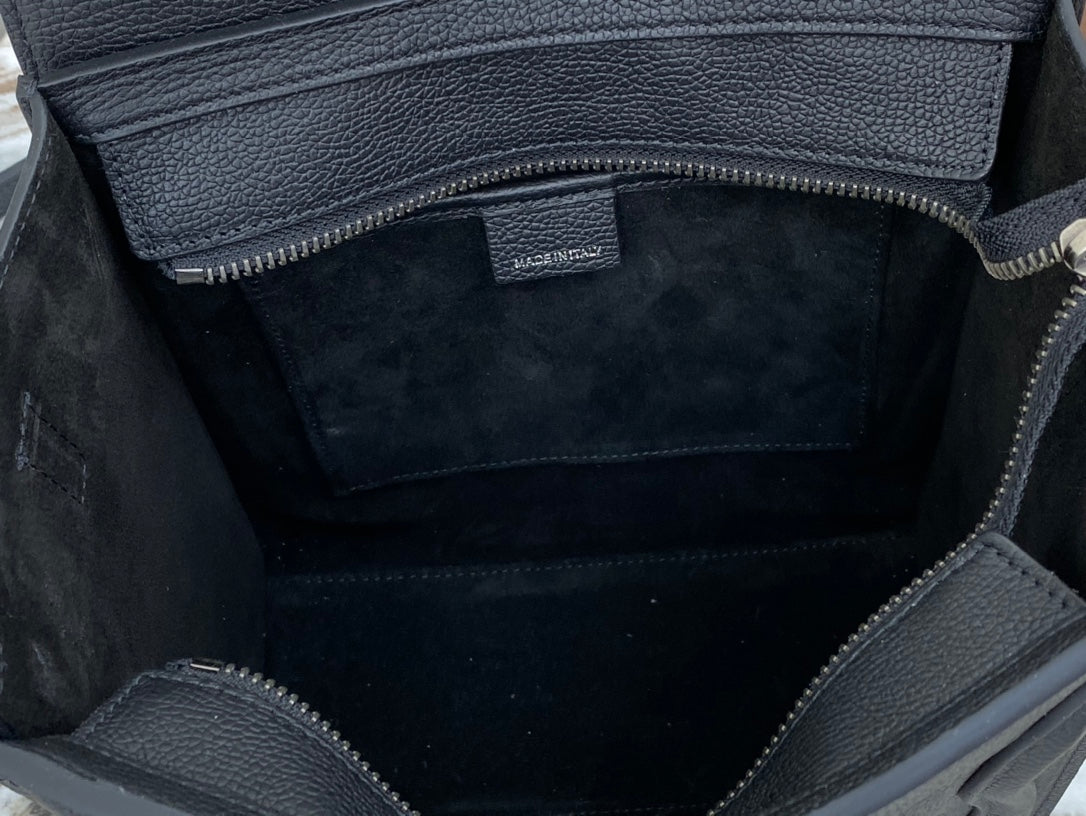 Top Quality Nano LuGucciage Bag In Drummed Black For WomLB 8in/20cm 189243DRU.38NO