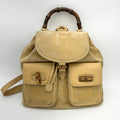 GUCCI Bamboo Shoulder Bag Suede Brown Gold WDgu6626ck