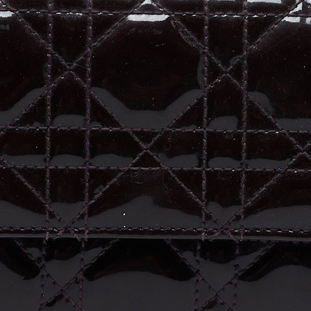 Dior Purple Cannage  Leather Lady Dior Wallet On Chain