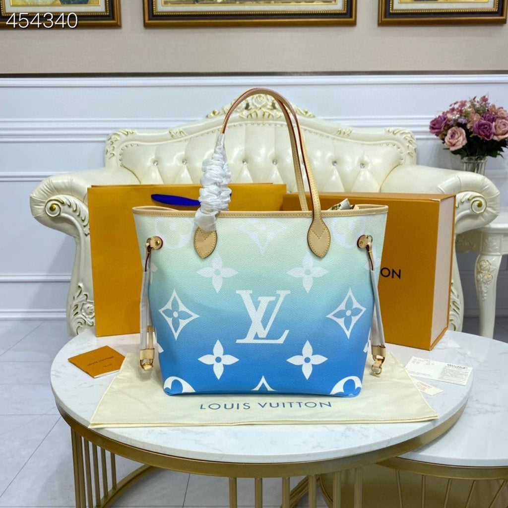 Louis Vuitton Neverfull MM Tote Bag Monogram Giant Canvas Blue For Women,  Shoulder Bags 12.2in/31cm Louis Vuitton M45678