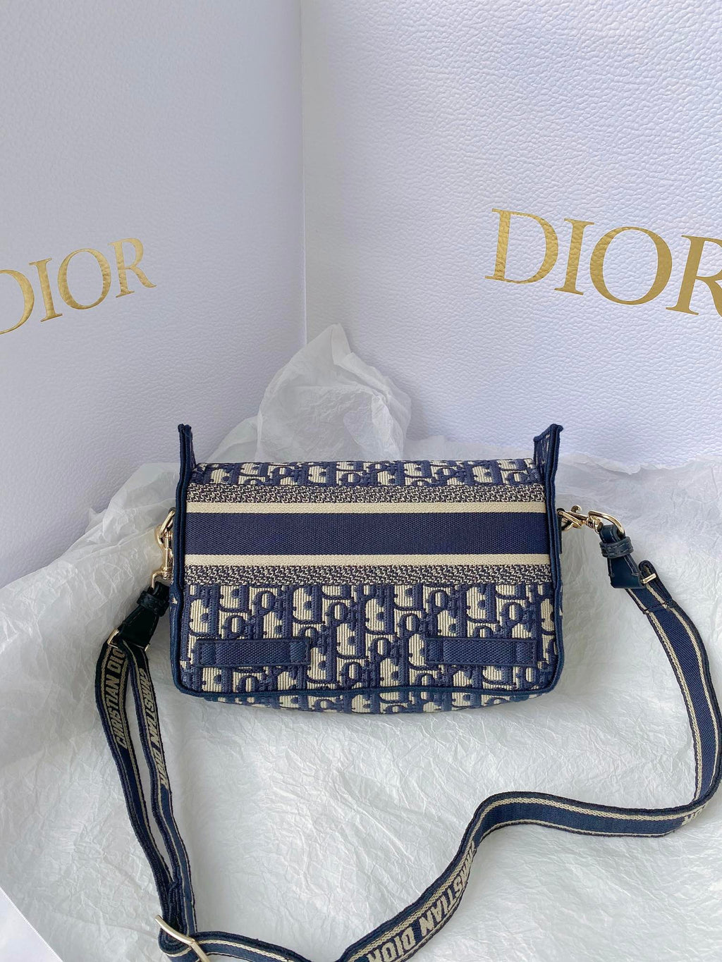 Dior Small DYORCAMP Bag Blue Oblique Embroidery, Blue Handbags, Shoulder Bags, Crossbody Bags, 23cm CD M1241ORIW_M928