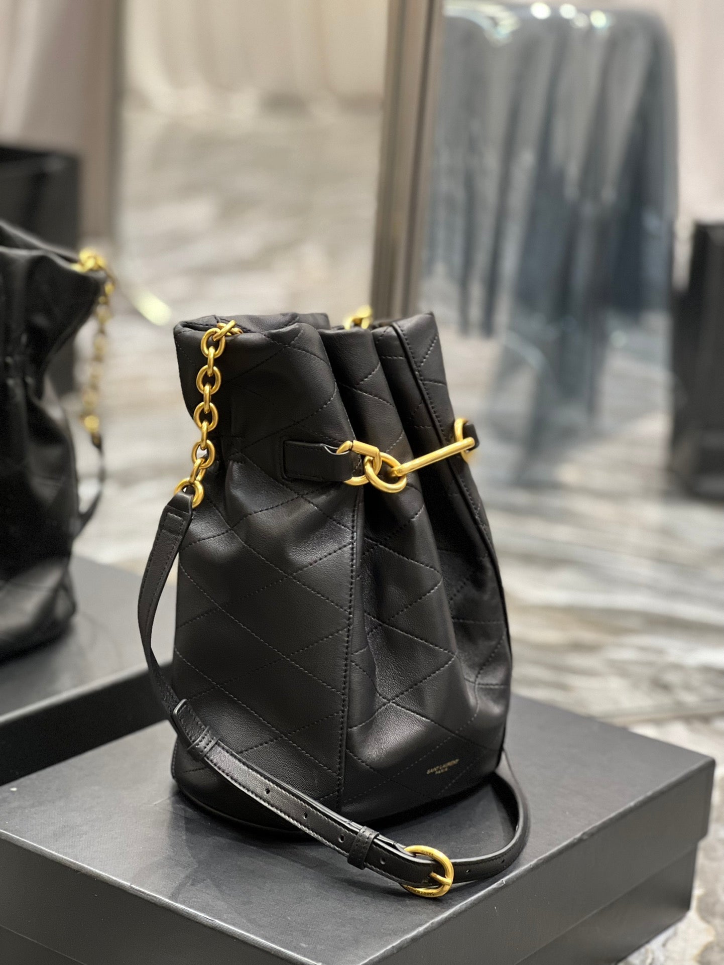 YSSL Le Maillon Bucket Bag Black For Women 10in/27cm YSL 686310AAAJK1000