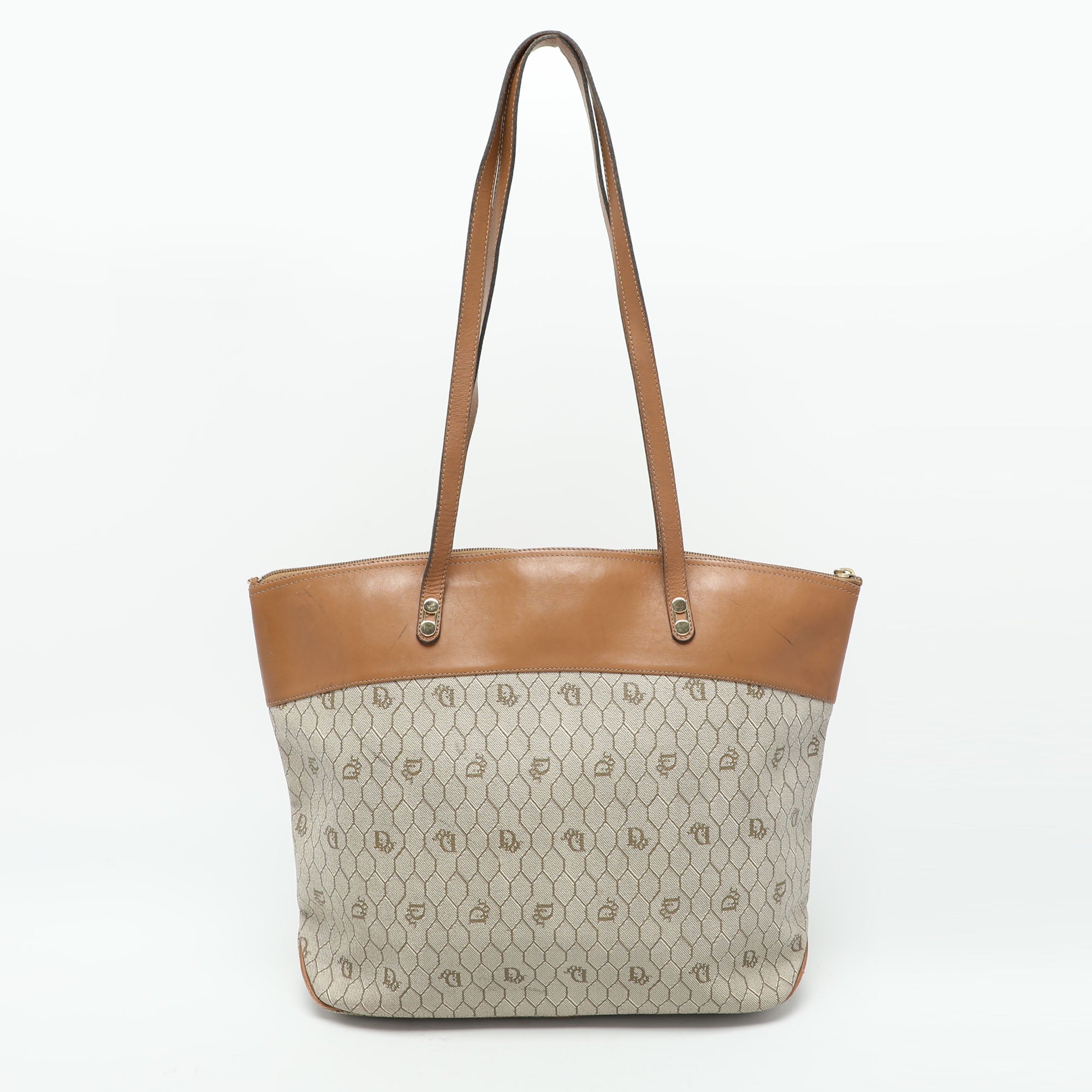 Dior Beige/br Honeycomb Coated Canvas And Leather 1:1 Rep Tote