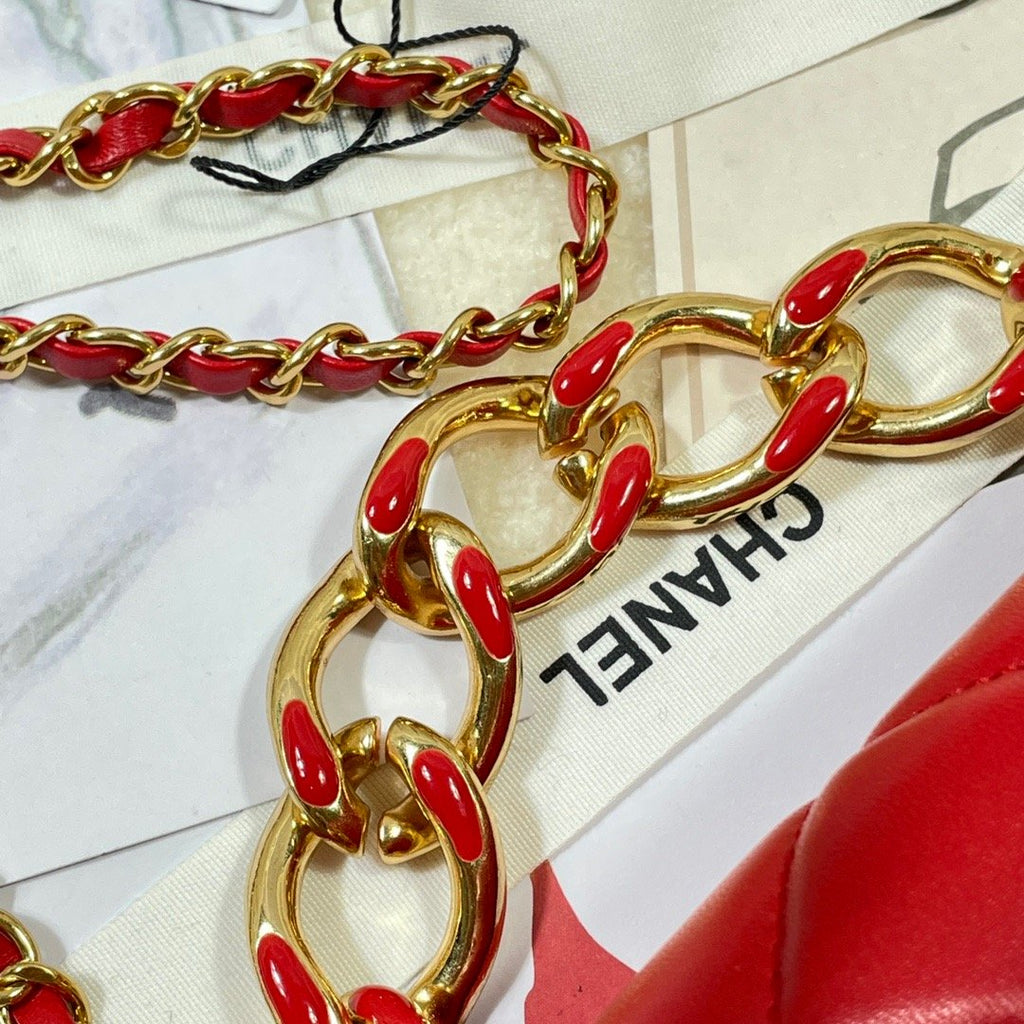 ChanelMini GlamIap Bag Gold Hardware Red For Women Handbags, Shoulder Bags 6.7in/17cm AS3365