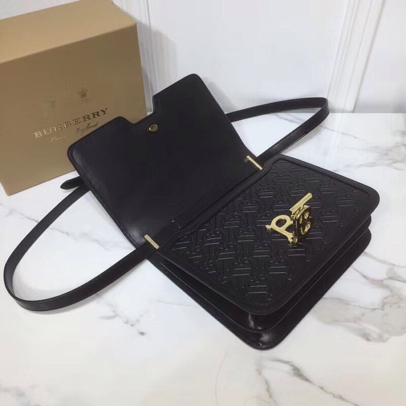 Small TB Crossbody Bag Quilted Monogram Black For Women, Bags 8.3in/21cm