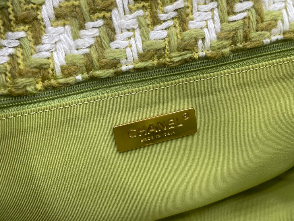 Chanel 19 Large Handbag Gold Hardware Green For Women Handbags, Shoulder Bags 11.8in/30cm