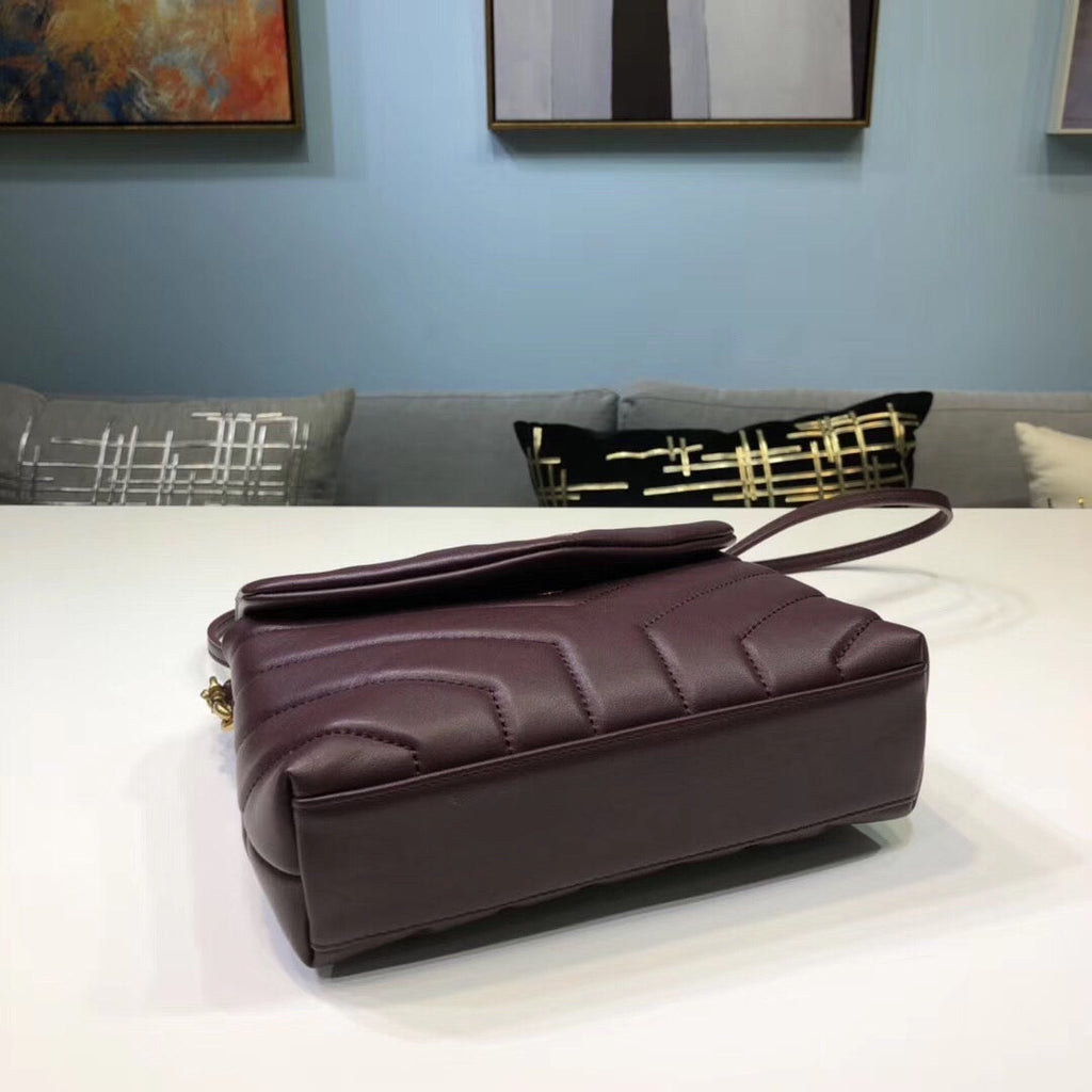Saint Laurent Loulou Mini Shoulder Bag Burgundy For Women 7in/18cm YSL