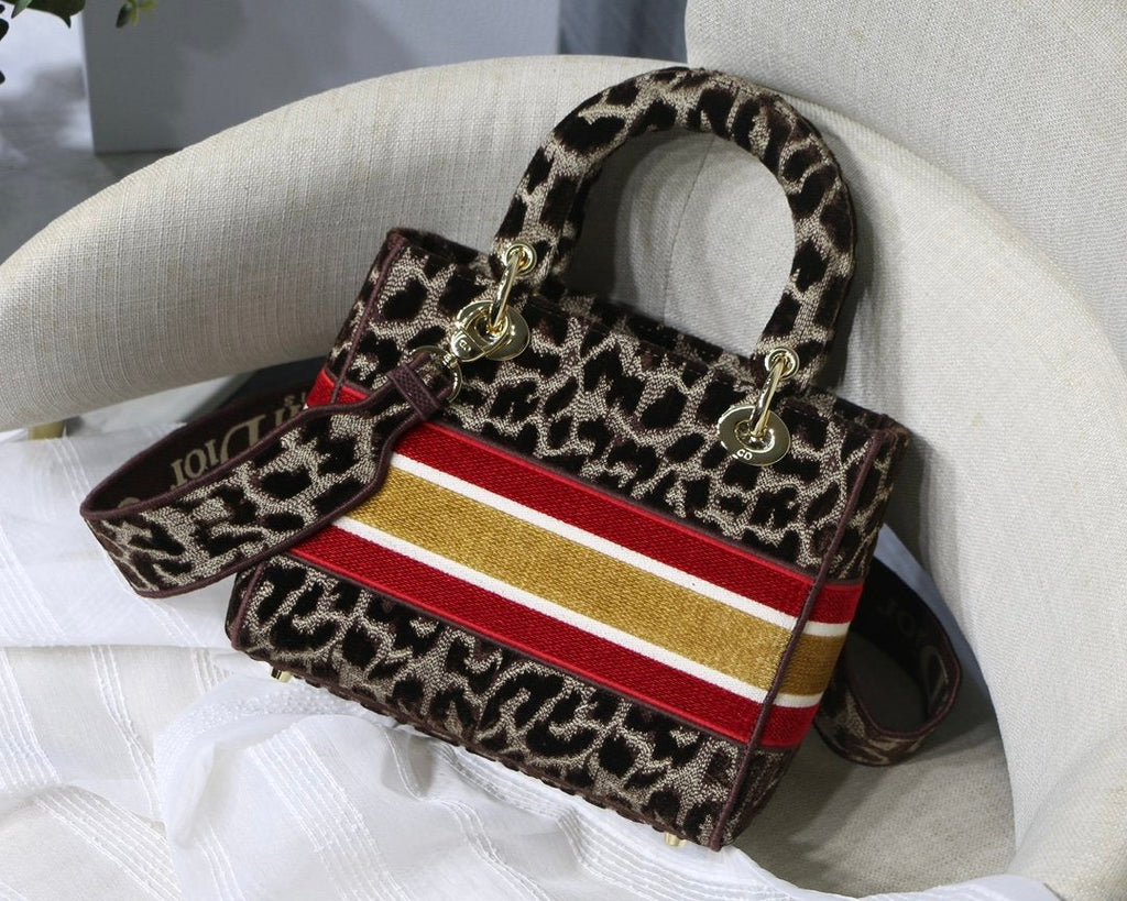 Dior MeDiorum Lady D-Lite Bag, Leopard Brown Handbags, Crossbody Bags, 24cm CD