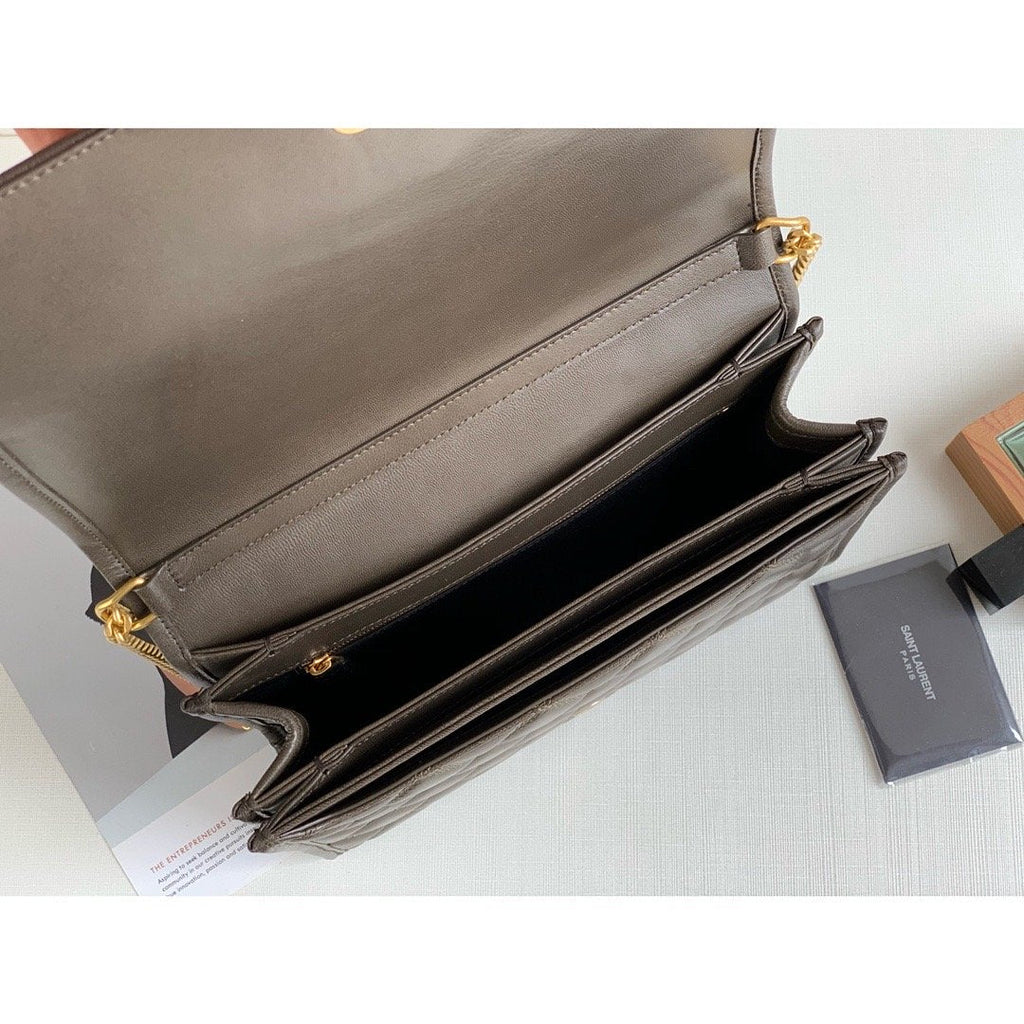 Saint Laurent Becky Small Shoulder Bag Brown For Women 10.5in/27cm YSL