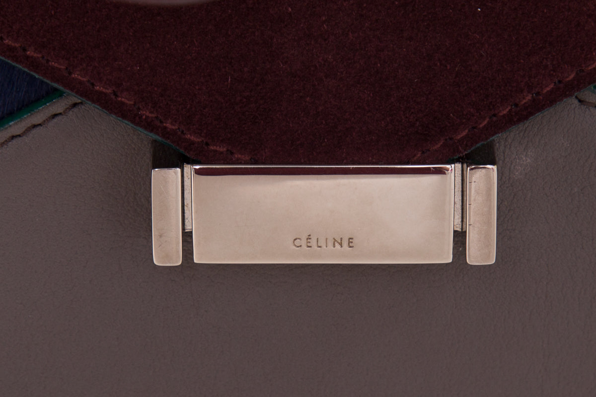 Celineline Multicolor Diamond Suede & Pony Hair Shoulder Bag