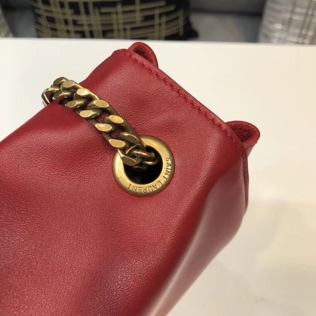 YSSL Kate Medium Chain Bag In Grain De Poudre Red For Women 9in/24cm YSL 364021BOW0J6008