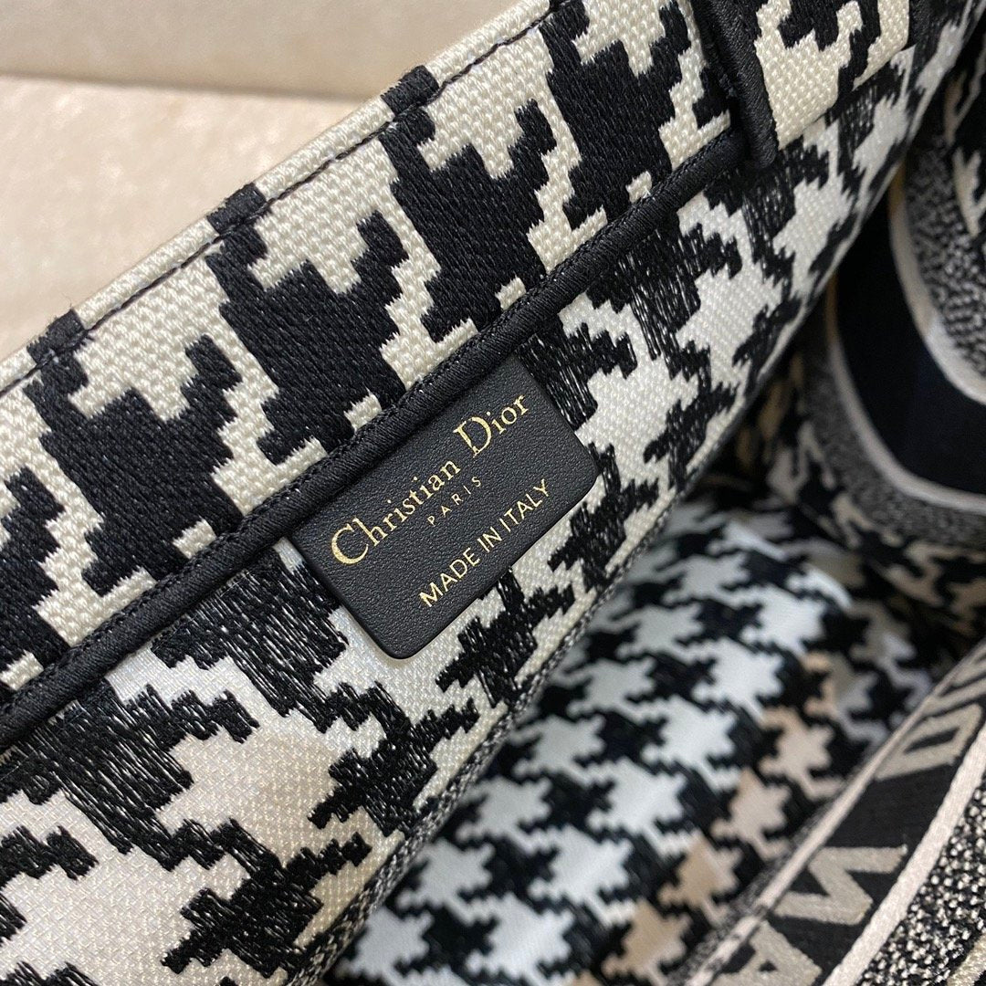 Dior MeDiorum Book Tote Black Macro Houndstooth Embroidery, Blue, For Women Women’s Handbags, Shoulder Bags, 36cm CD M1296ZTQT_M911