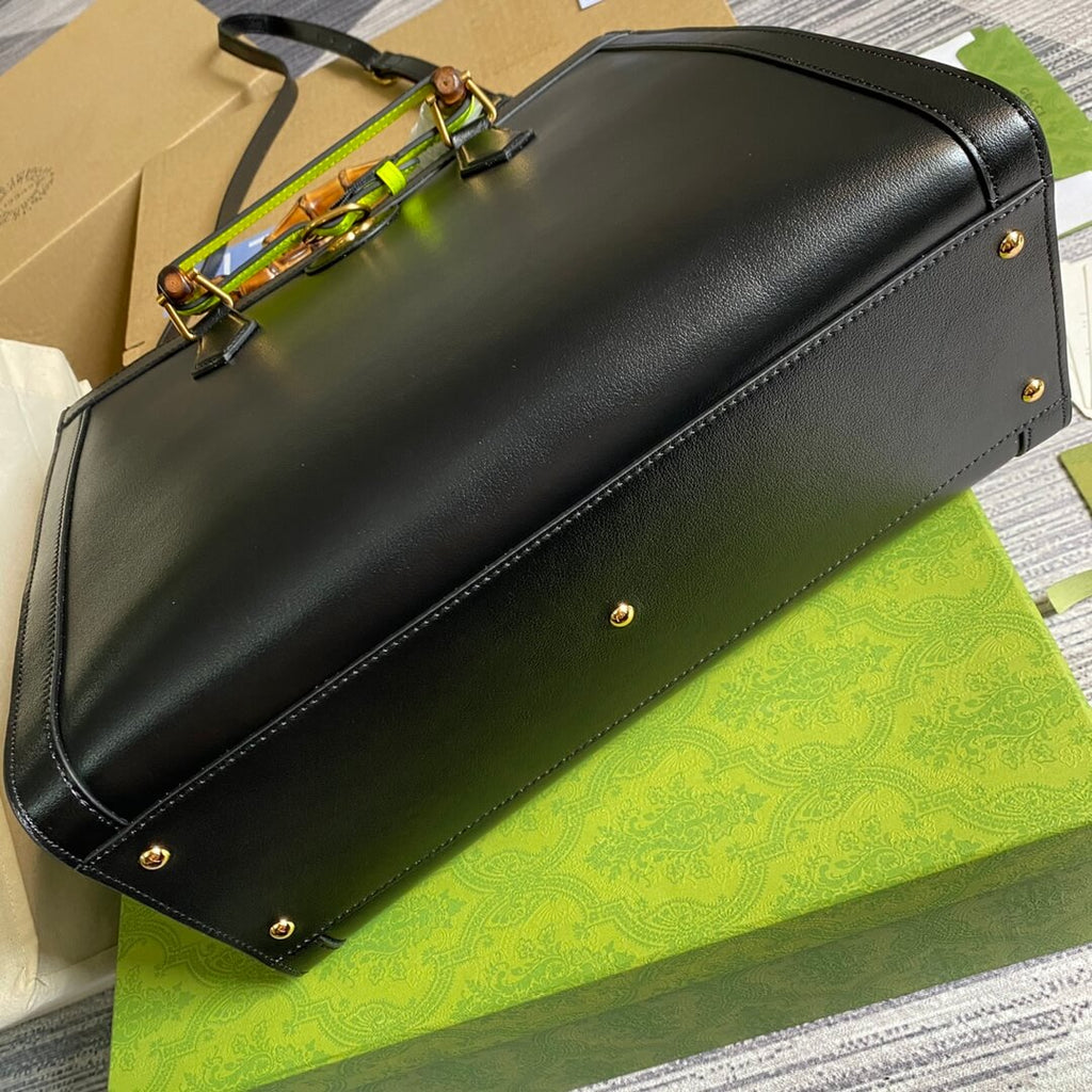 GC655658 DIANA Bamboo joint tote handbag cowhide black 35cm