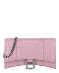 Balenciaga Womens Croc Embossed Hourglass Wallet On Chain
