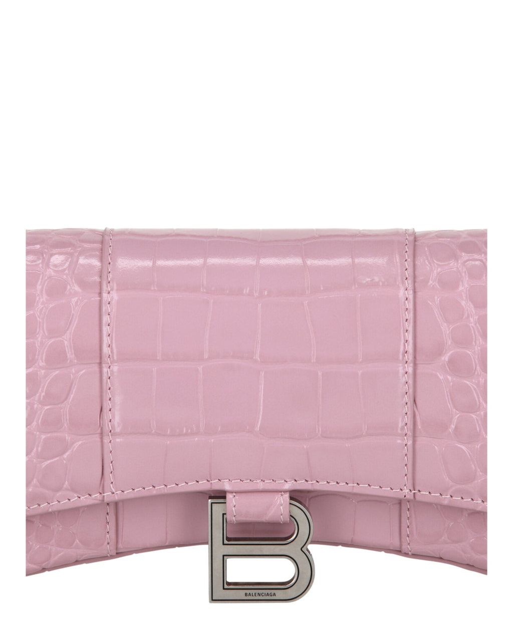 Balenciaga Womens Croc Embossed Hourglass Wallet On Chain