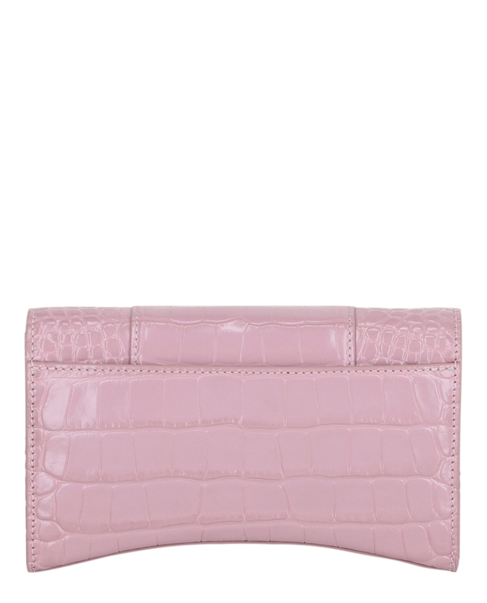 Balenciaga Womens Croc Embossed Hourglass Wallet On Chain