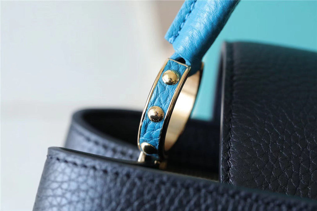 Louis Vuitton Capucines Taurillon Black/Blue For Women, WomenÃƒÂ¢Ã¢â€šÂ¬Ã¢â€žÂ¢s Bags, Shoulder And Crossbody Bags 10.6in/27cm Louis Vuitton