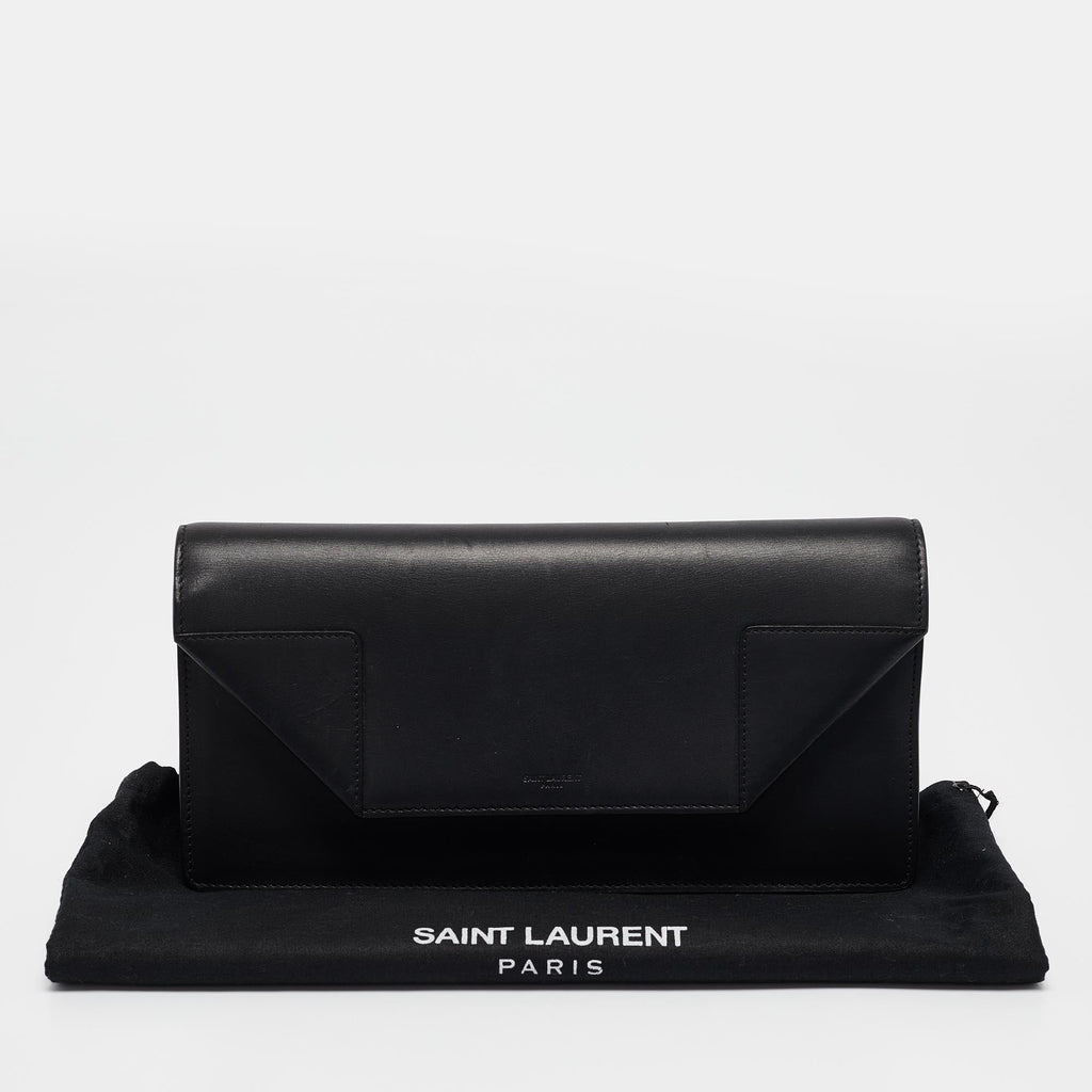 Saint Laurent Black Leather Classic Betty Clutch