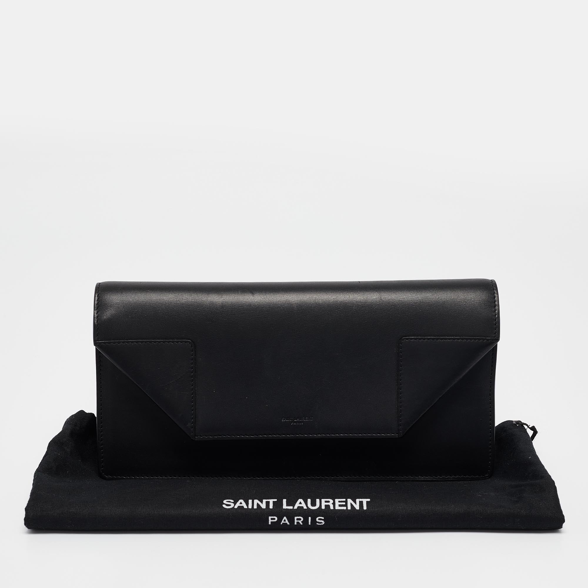 Saint Laurent Black Leather Classic Betty Clutch