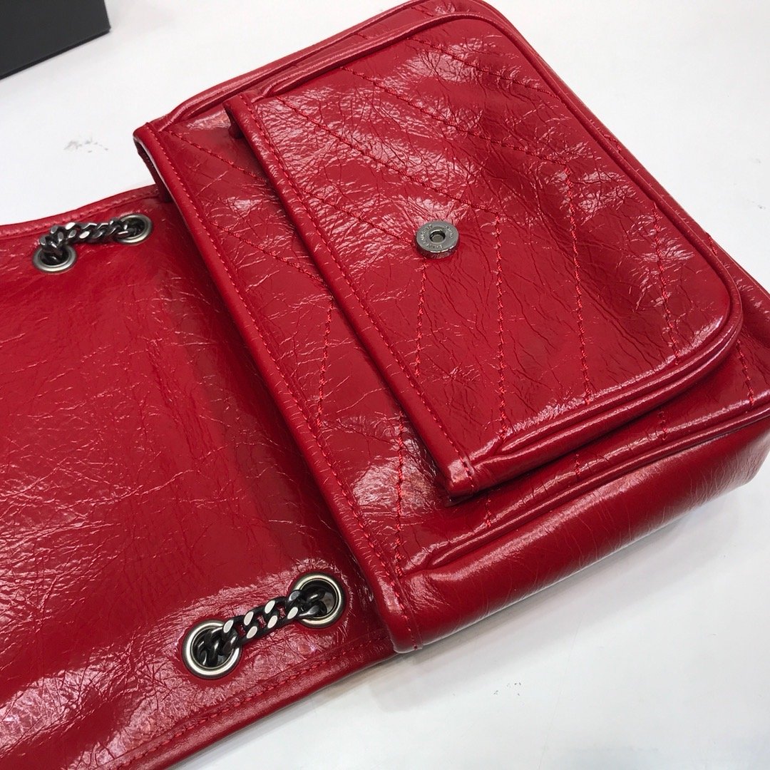 YSSL Niki Baby Chain Bag In Crinkled  Red For Women 8in/21cm YSL