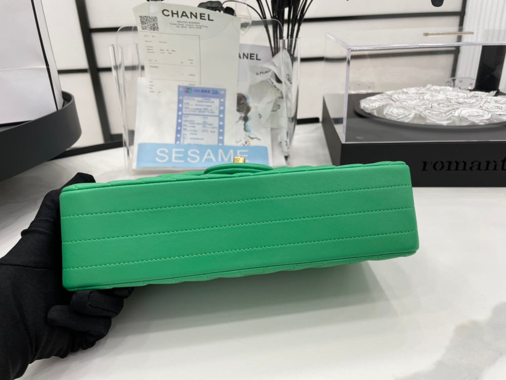 Chanel Chevron Mini Rectangular Classic Flap Green Bag For Women 20.5cm/8in