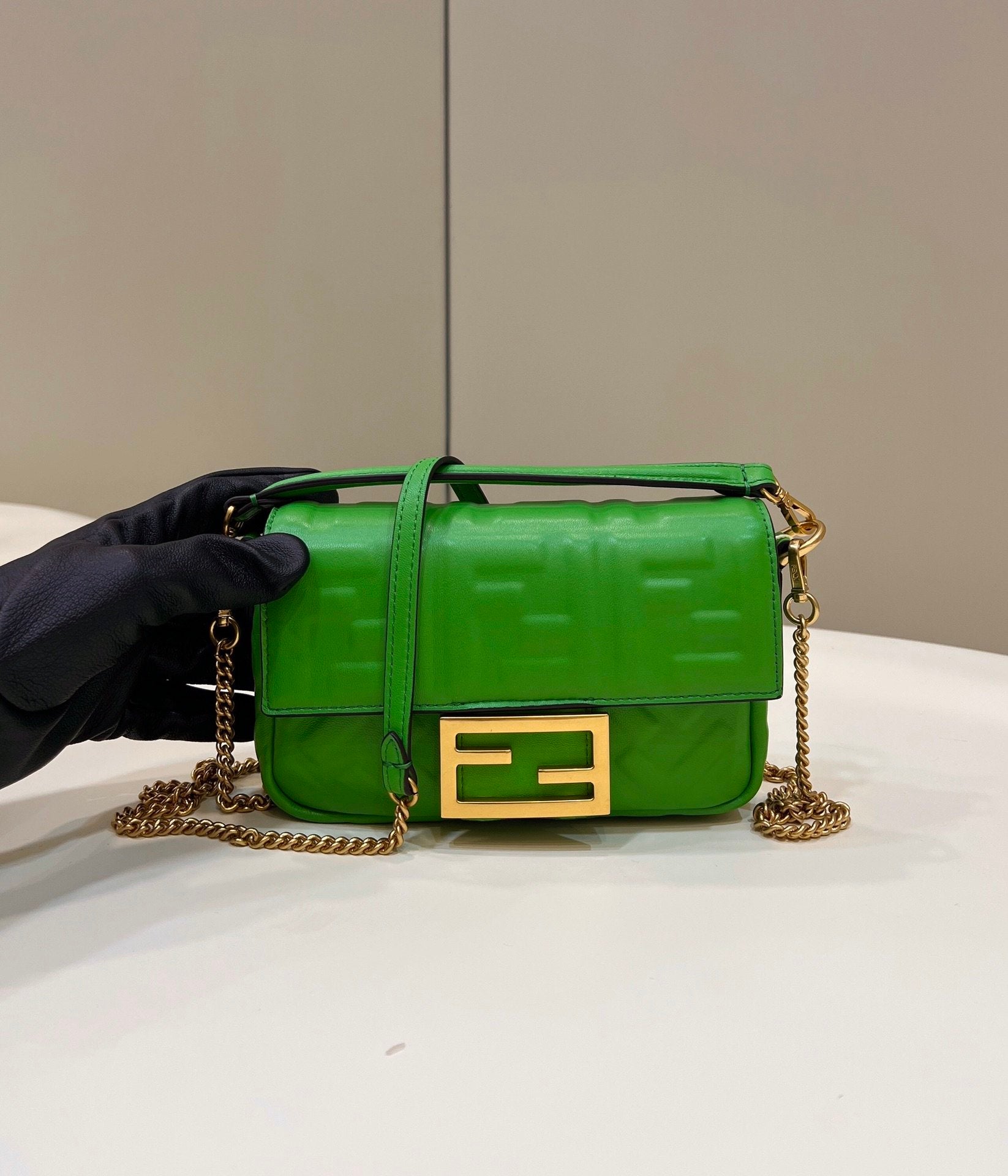 Baguette Green For Women, Women’s Handbags, Shoulder And Crossbody Bags 7.5in/19cm FF 8BS017