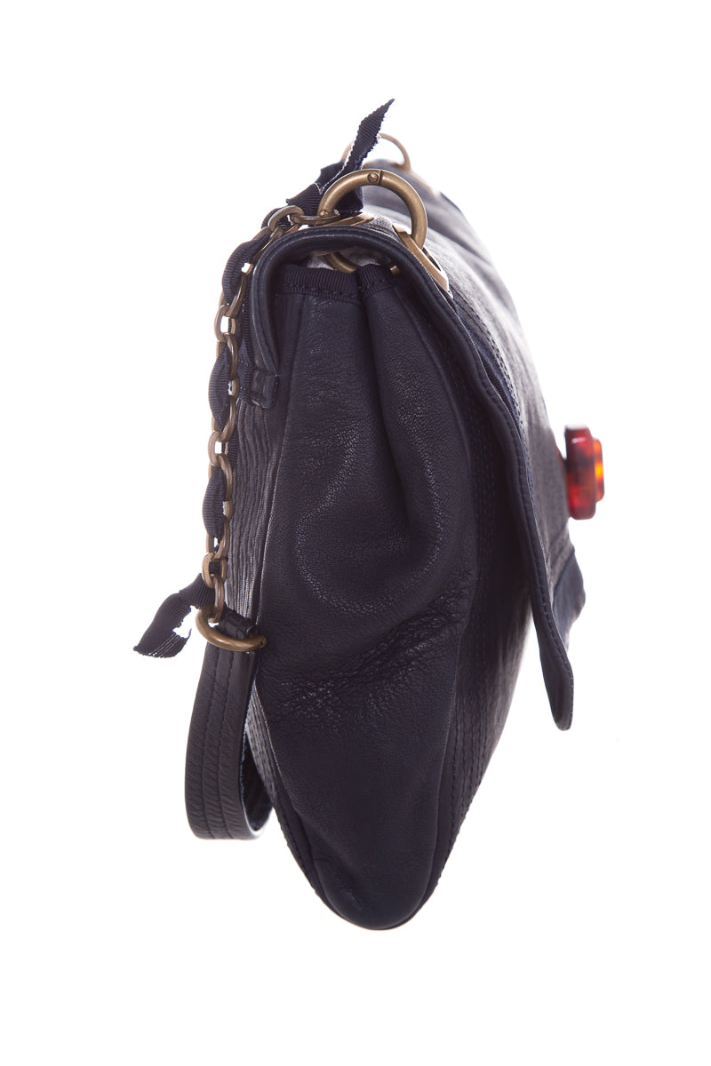 Lanvin Navy Leather Shoulder Bag