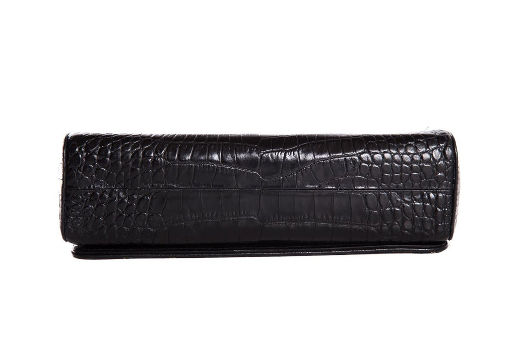 Dries Van Noten Black Croc Embossed Clutch
