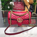 Marmont Small MatelassÃƒÂ© Shoulder Bag Hibiscus Red MatelassÃƒÂ© Chevron For Women 10in/26cm 443497 DRW3T 6433