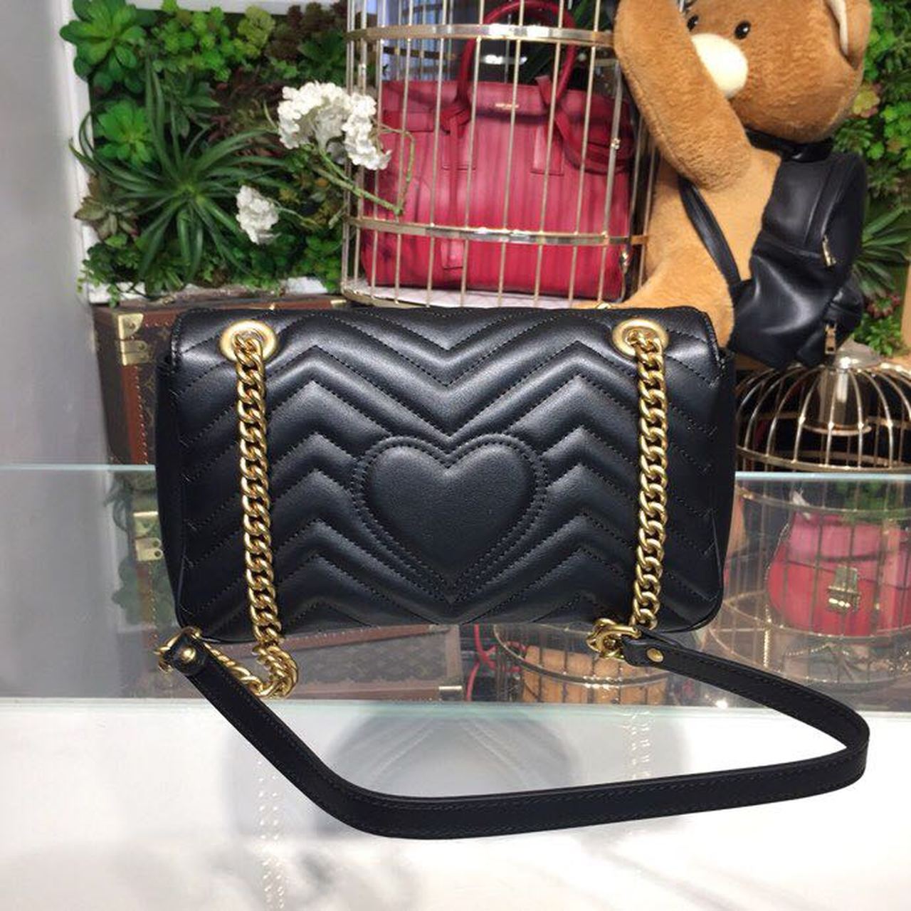 Marmont Small MatelassÃƒÂ© Shoulder Bag Black For Women 10in/25cm 443497 DTGLAMIT 1000