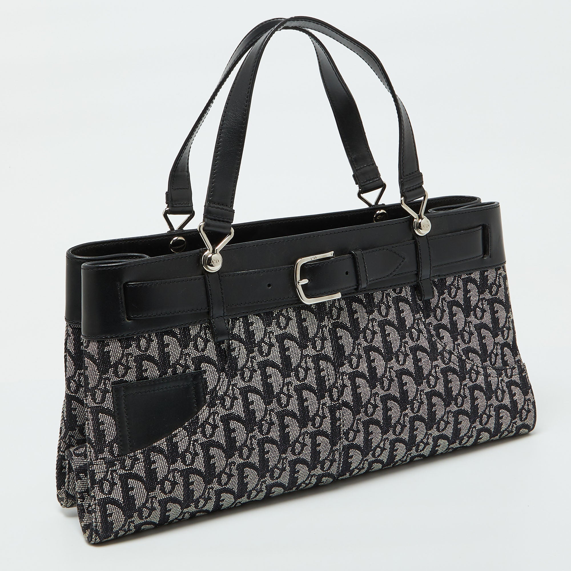 Dior Black Oblique Canvas And Leather Belt Jean Pocket Bag