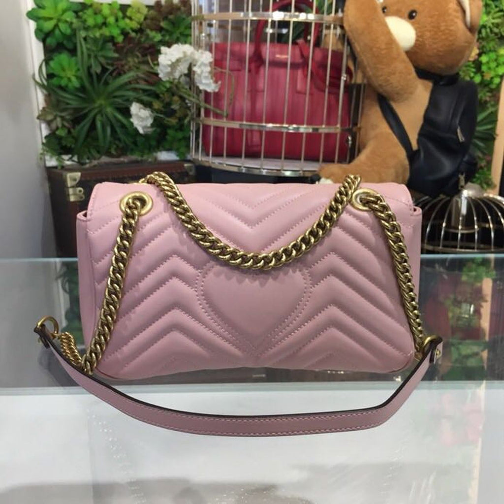 Marmont Small MatelassÃƒÂ© Shoulder Bag Dusty Pink MatelassÃƒÂ© Chevron For Women 10in/26cm 443497 DTGLAMIT 5729