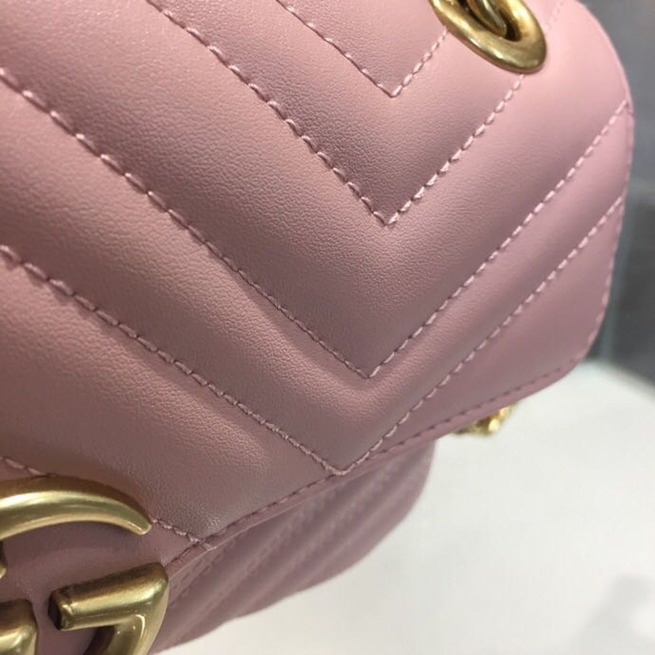 Gucci Marmont Small Matelassé Shoulder Bag Dusty Pink Matelassé Chevron For Women 10in/26cm Gucci 443497 DTDiorT 5729