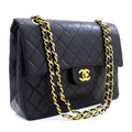 CHANEL Classic Double Flap Chain Shoulder Bag Black Lambskin Purse k88
