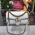 Gucci Marmont Small Matelassé Shoulder Bag White Chevron For Women 10in/25cm 443497 DTDiorT 9022