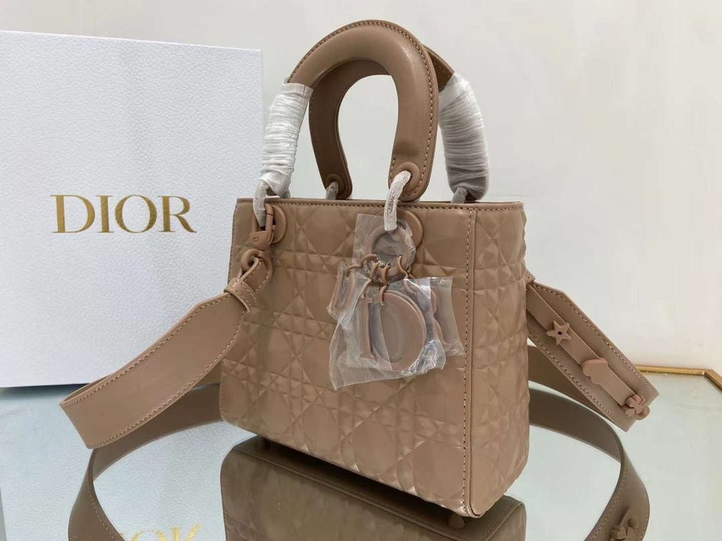 Dior MeDiorum Lady Bag Cannage with Beaded Motif, Brown, For Women Women’s Handbags, Crossbody Bags, 20cm CD