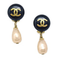 Chanel Fall Teardrop Pearl CC Dangle Earrings  94A