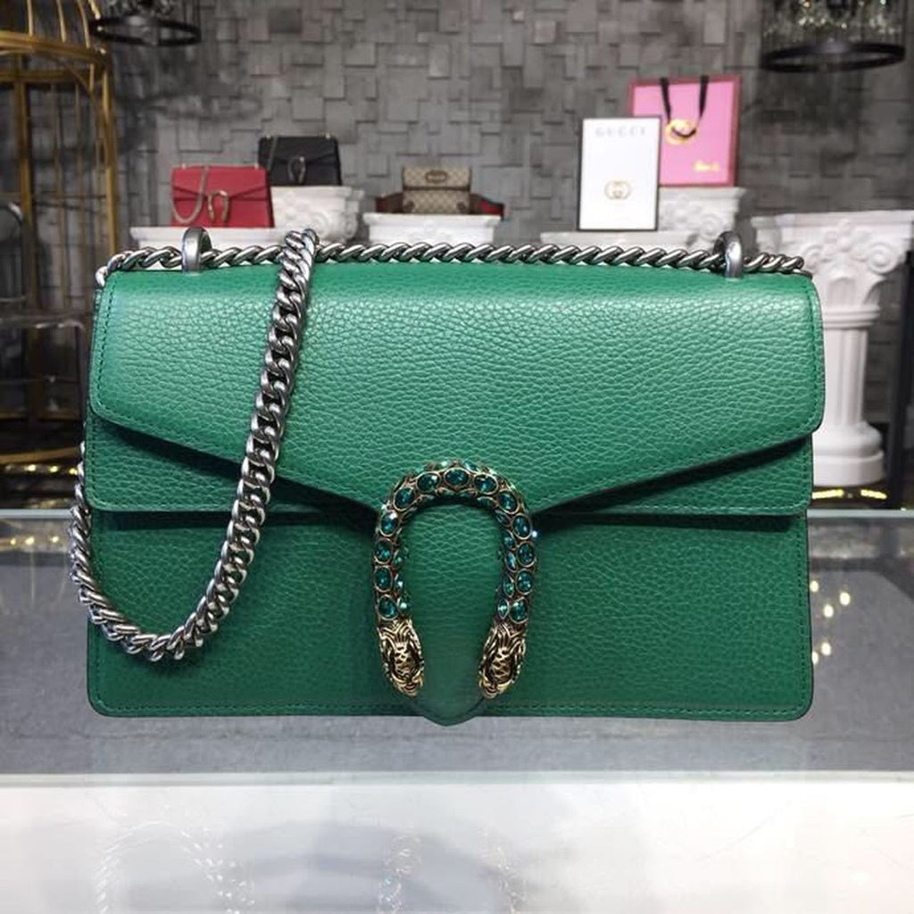 Gucci Dioronysus Shoulder Bag Emerald Green Metal-Free Tanned For Women 11in/28cm Gucci 400249 CAOGX 3120