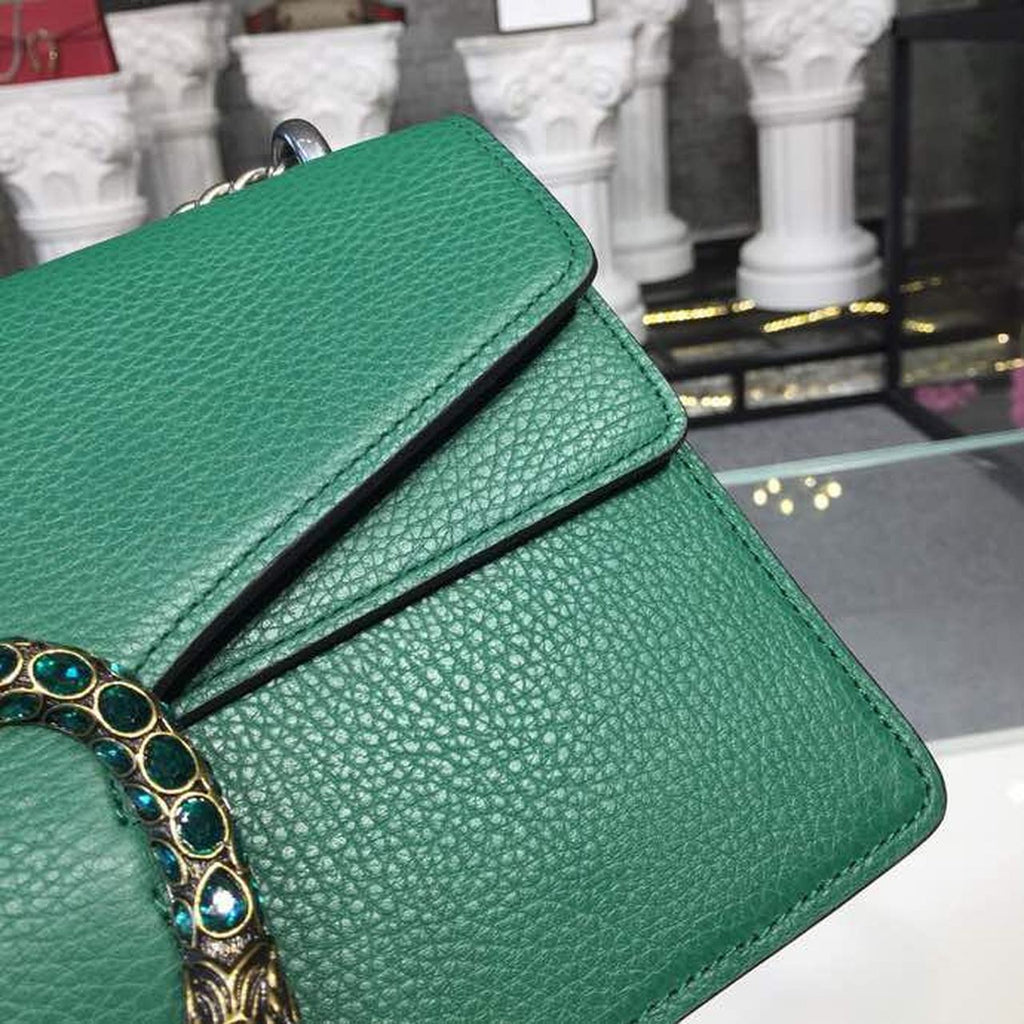 GLAMIonysus Shoulder Bag Emerald Green Metal-Free Tanned For Women 11in/28cm 400249 CAOGX 3120