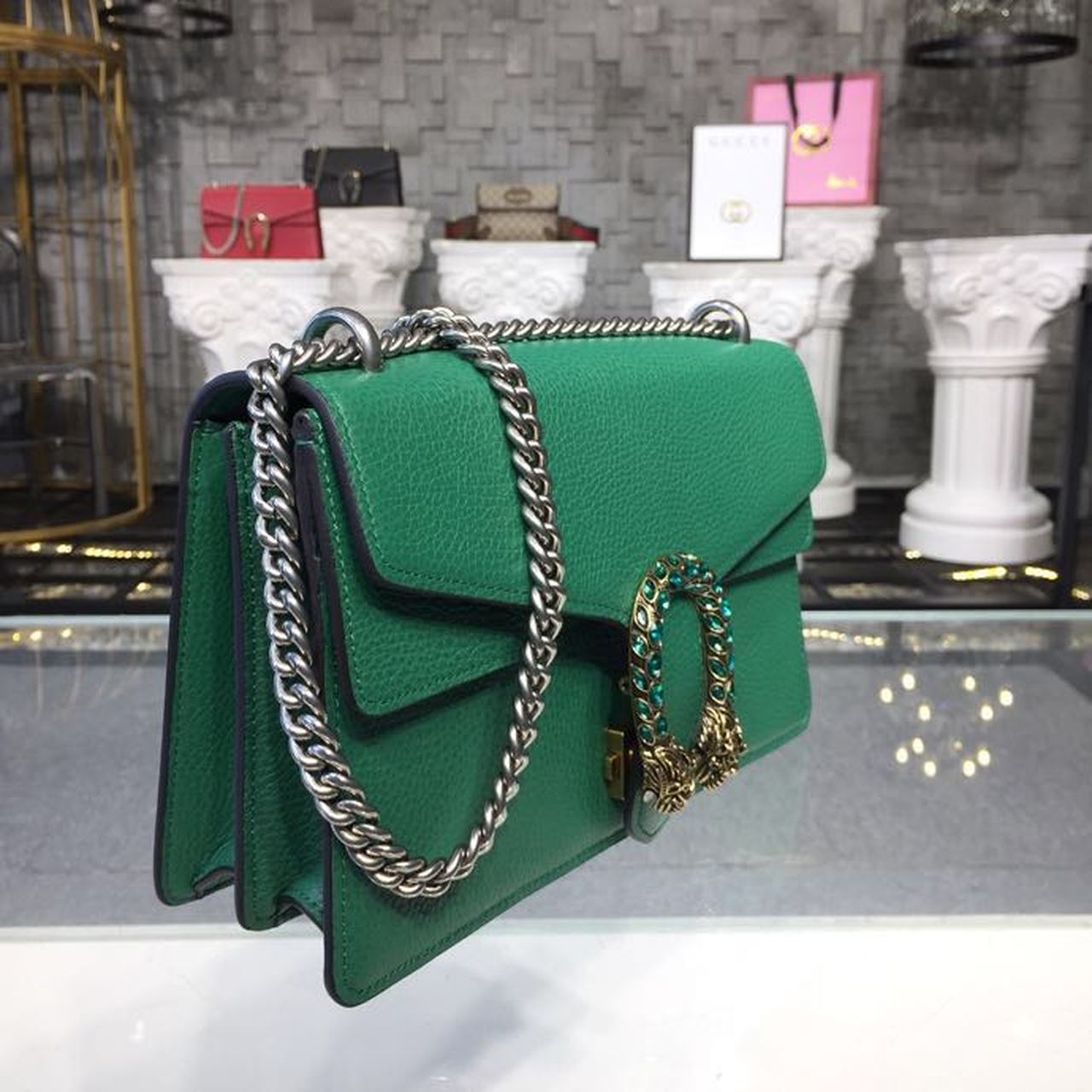 GLAMIonysus Shoulder Bag Emerald Green Metal-Free Tanned For Women 11in/28cm 400249 CAOGX 3120