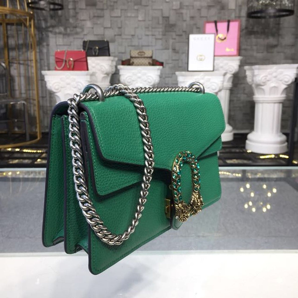 Gucci Dioronysus Shoulder Bag Emerald Green Metal-Free Tanned For Women 11in/28cm Gucci 400249 CAOGX 3120