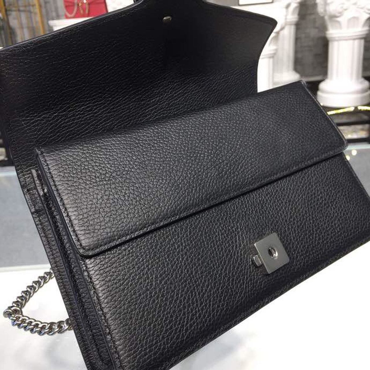 GLAMIonysus Shoulder Bag Black Metal-Free Tanned For Women 11in/28cm 400249 CAOGN 8176